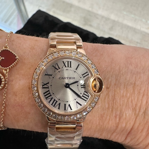 Cartier Accessories - Cartier 18k rose gold Ballon Bleu with original Diamond Bezel.  Quartz movement.